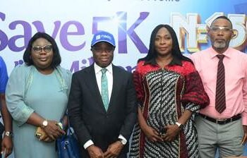 L – R: Mr. Osita Ede, Divisional Head, Product Development, Fidelity Bank Plc; Mrs. Aboluwade Margaret, Zonal Coordinator, Federal Competition and Consumer Protection Council; Dr. Ken Opara, Promo Committee Chairman and Executive Director, Lagos and South West, Fidelity Bank Plc; Mrs. Oghenero Ugoji, Director, National Lottery Regulatory Commission, Lagos Zonal Office; Mr. Tanko Olaseni Mohammed, Head, Monitoring Inspection & Enforcement, Lagos State Lottery and Gaming Authority; and Ms. Damilola Oshinowo, Legal Officer, Lagos State Lottery and Gaming Authority: at the launch of the Fidelity Bank Get Alert in Millions Season 6 (GAIM 6) promo in Lagos recently.